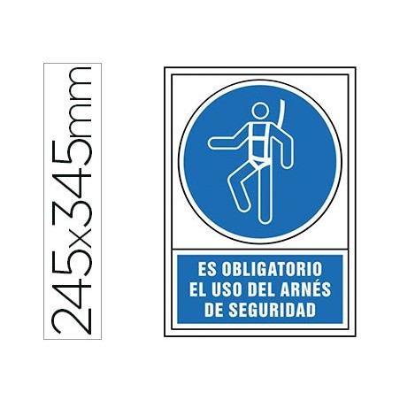 Pictograma syssa señal de obligacion es obligatorio el uso de arnes de seguridad en pvc 245x345 mm