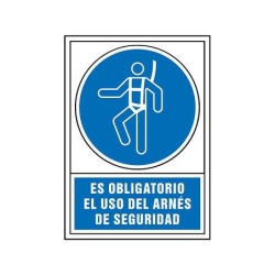 Pictograma syssa señal de obligacion es obligatorio el uso de arnes de seguridad en pvc 245x345 mm