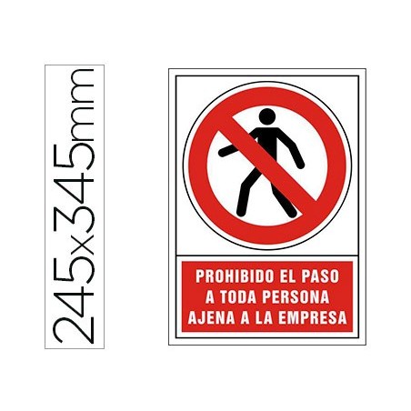 Pictograma syssa señal de prohibicion prohibido el paso a toda persona ajena a la empresa en pvc 245x345 mm
