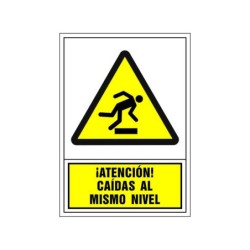 Pictograma syssa señal de advertencia atencion! caidas al mismo nivel en pvc 245x345 mm