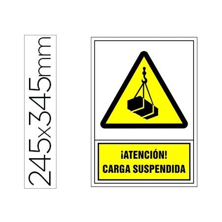 Pictograma syssa señal de advertencia atencion! carga suspendida en pvc 245x345 mm