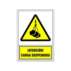 Pictograma syssa señal de advertencia atencion! carga suspendida en pvc 245x345 mm