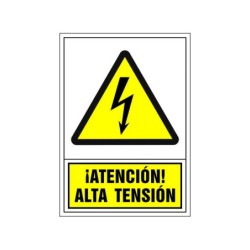 Pictograma syssa señal de advertencia atencion! alta tension en pvc 245x345 mm