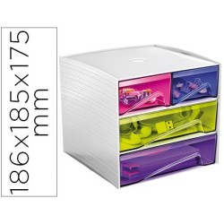 Fichero cajones de sobremesa cep mycube 4 cajones poliestireno multicolor 186x185x175 mm