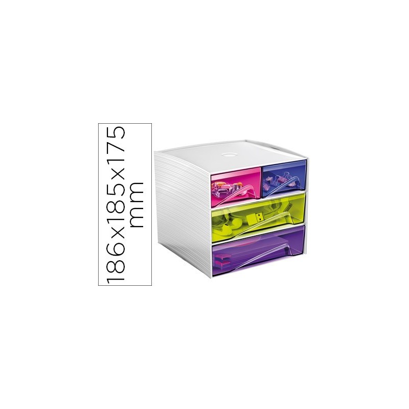 Fichero cajones de sobremesa cep mycube 4 cajones poliestireno multicolor 186x185x175 mm Fichero cajones de sobremesa cep mycube 4 cajones poliestireno multicolor 186x185x175 mm