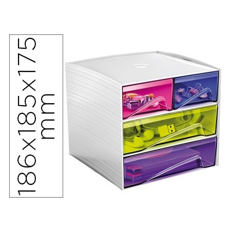 Fichero cajones de sobremesa cep mycube 4 cajones poliestireno multicolor 186x185x175 mm