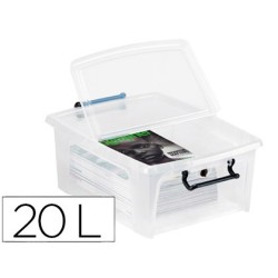 Contenedor plastico cep 20 litros 190x460x170 mm transparente con tapa y cierre hermetico