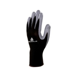 Guantes deltaplus de punto poliester palma de nitrilo especial para mecanica grasas aceites negro-gris talla 7
