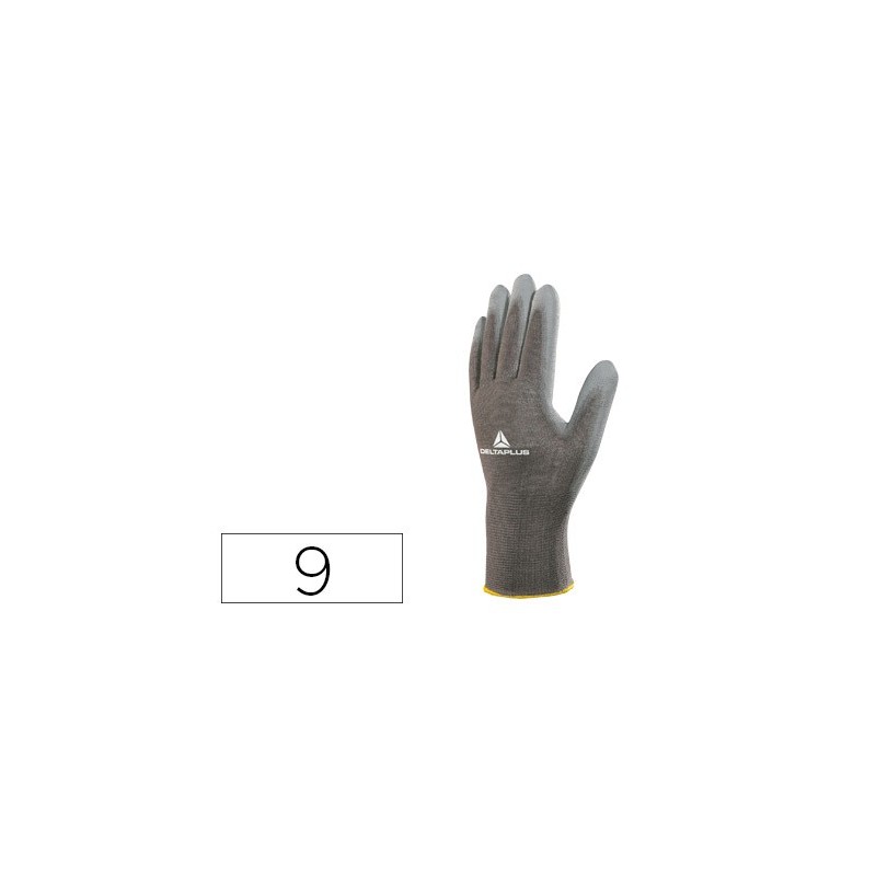 Guantes deltaplus poliester antideslizante lavable especial para manipulacion y manutencion gris talla 9