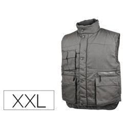 Chaleco deltaplus multibolsillos con cremallera cintura elastica protege riñones gris verde talla xxl
