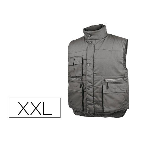 Chaleco deltaplus multibolsillos con cremallera cintura elastica protege riñones gris verde talla xxl