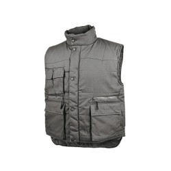Chaleco deltaplus multibolsillos con cremallera cintura elastica protege riñones gris verde talla xl