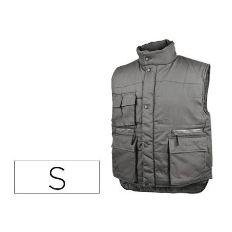 Chaleco deltaplus multibolsillos con cremallera cintura elastica protege riñones gris verde talla s