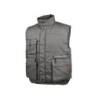 Chaleco deltaplus multibolsillos con cremallera cintura elastica protege riñones gris verde talla s