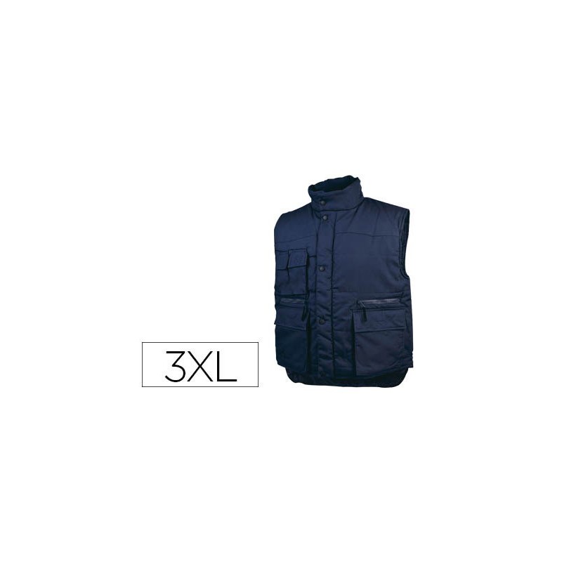 Chaleco deltaplus multibolsillos con cremallera cintura elastica color azul naranja talla 3xl