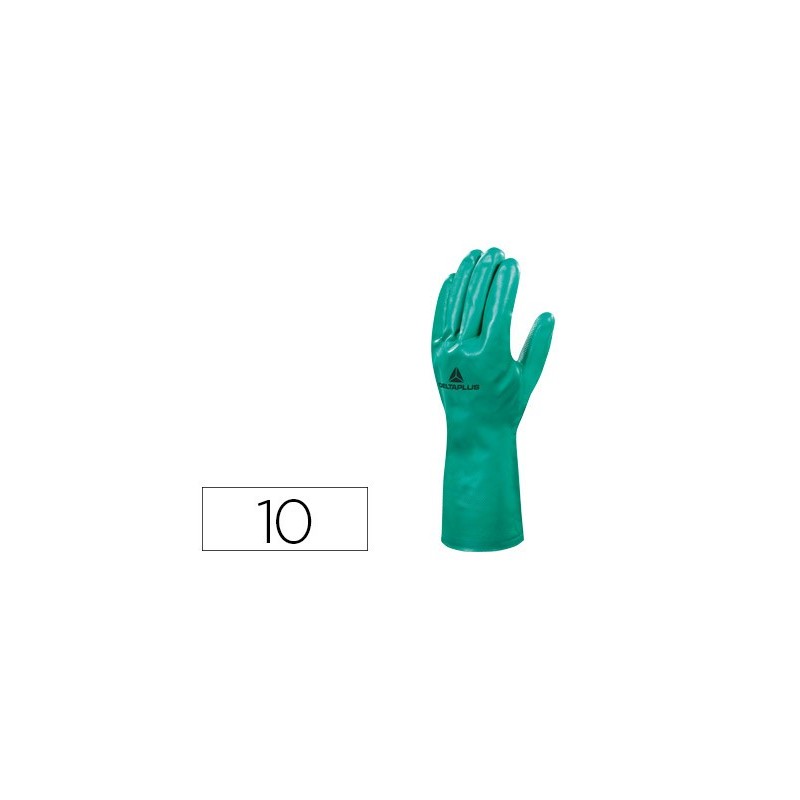 Guantes deltaplus tratado en nitrilo flocado de algodon especial para trabajos con liquidos quimicos talla 10