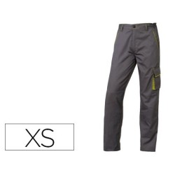 Pantalon de trabajo deltaplus cintura ajustable 5 bolsillos color gris verde talla xs