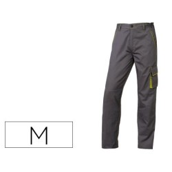 Pantalon de trabajo deltaplus cintura ajustable 5 bolsillos color gris verde talla m