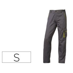 Pantalon de trabajo deltaplus cintura ajustable 5 bolsillos color gris verde talla s