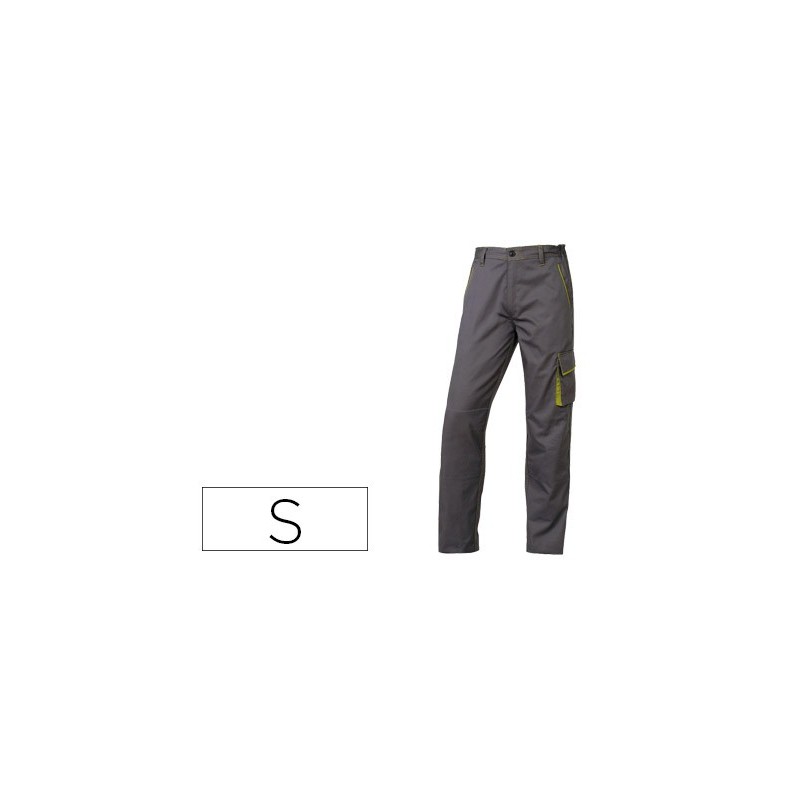 Pantalon de trabajo deltaplus cintura ajustable 5 bolsillos color gris verde talla s