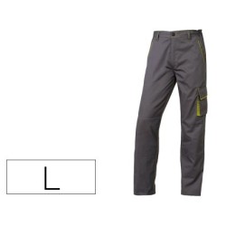 Pantalon de trabajo deltaplus cintura ajustable 5 bolsillos color gris verde talla l talla l