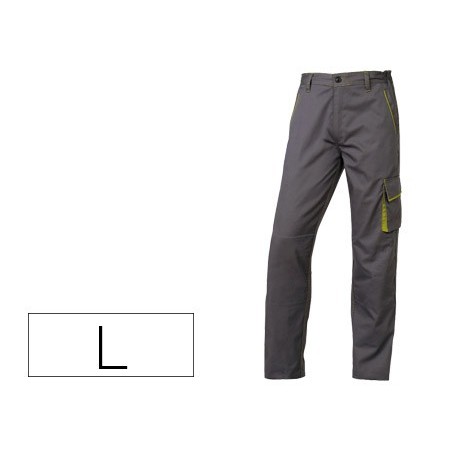 Pantalon de trabajo deltaplus cintura ajustable 5 bolsillos color gris verde talla l talla l