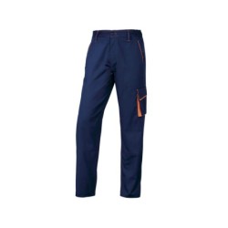 Pantalon de trabajo deltaplus cintura ajustable 5 bolsillos color azul naranja talla xxl