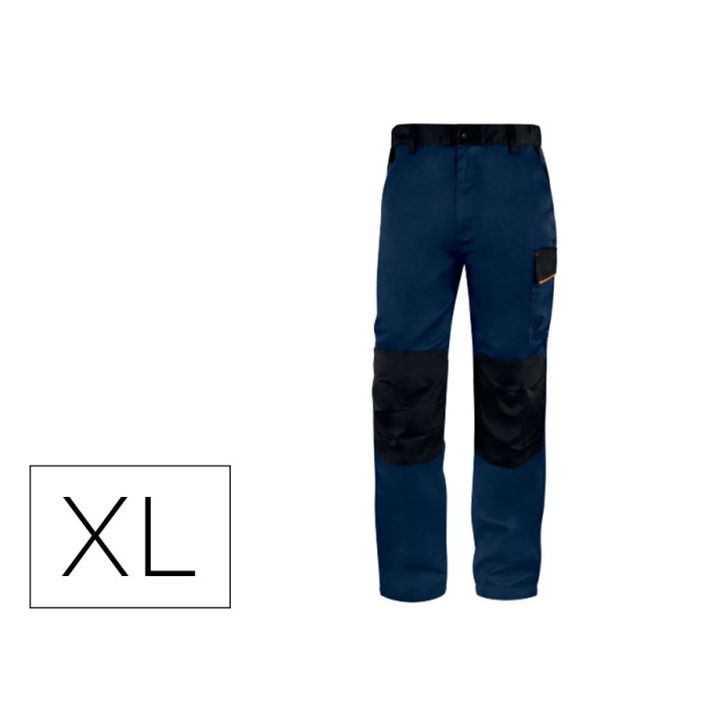 Pantalon de trabajo deltaplus cintura ajustable 5 bolsillos color azul naranja talla xl naranja talla xl