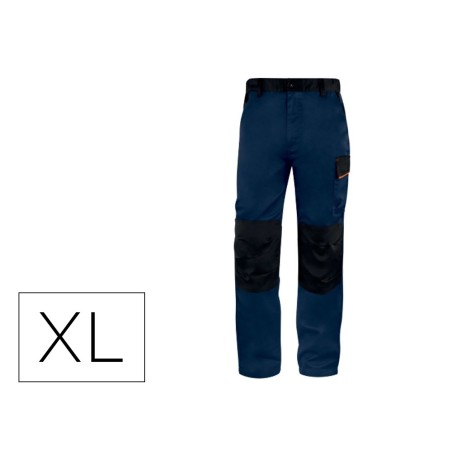 Pantalon de trabajo deltaplus cintura ajustable 5 bolsillos color azul naranja talla xl naranja talla xl