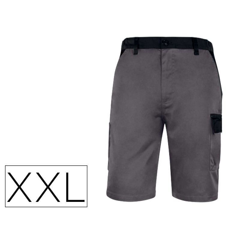 Pantalon de trabajo deltaplus bermuda cintura ajustable 5 bolsillo color gris talla xxl