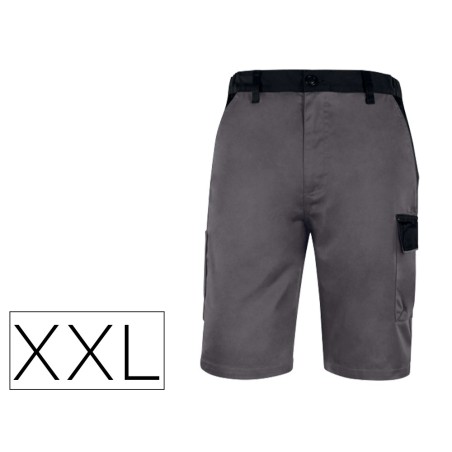 Pantalon de trabajo deltaplus bermuda cintura ajustable 5 bolsillo color gris talla xxl