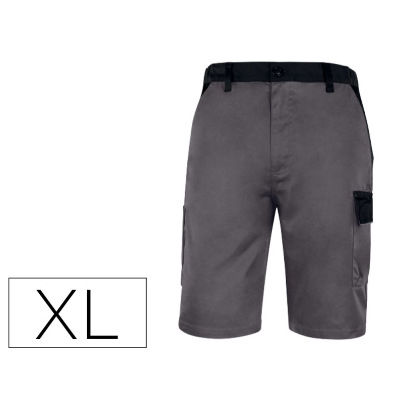 Pantalon de trabajo deltaplus bermuda cintura ajustable 5 bolsillos color gris talla xl