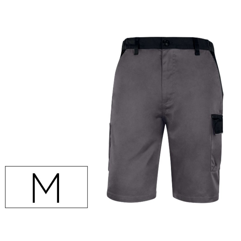 Pantalon de trabajo deltaplus bermuda cintura ajustable 5 bolsillos color gris talla m