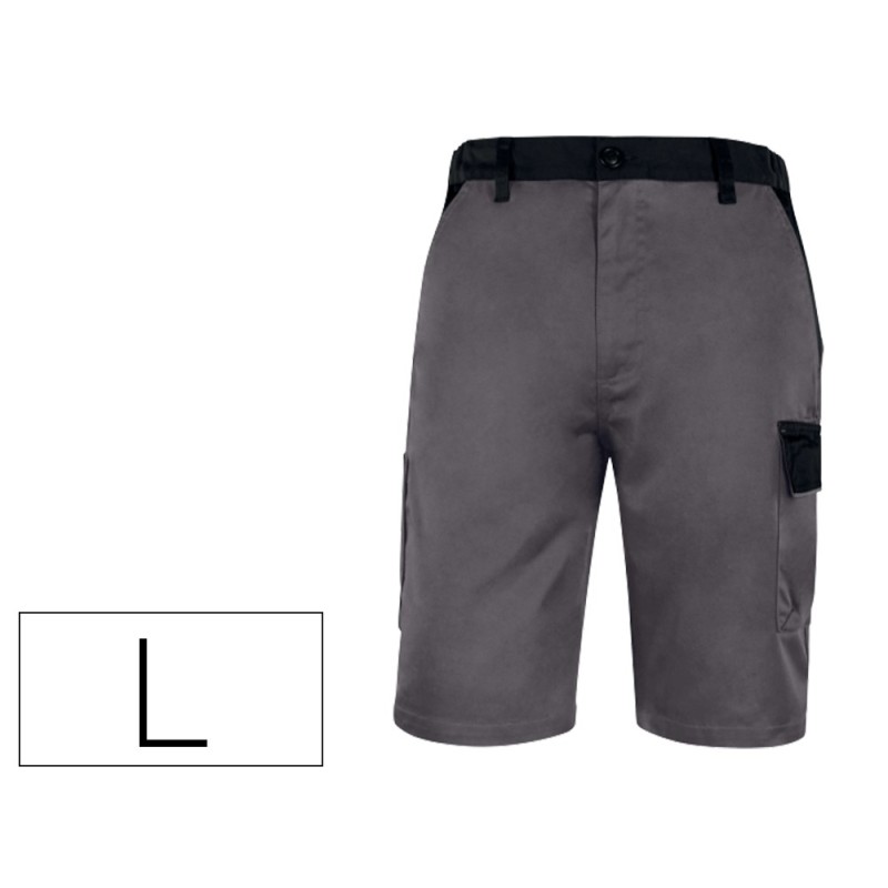 Pantalon de trabajo deltaplus bermuda cintura ajustable 5 bolsillos color gris talla l