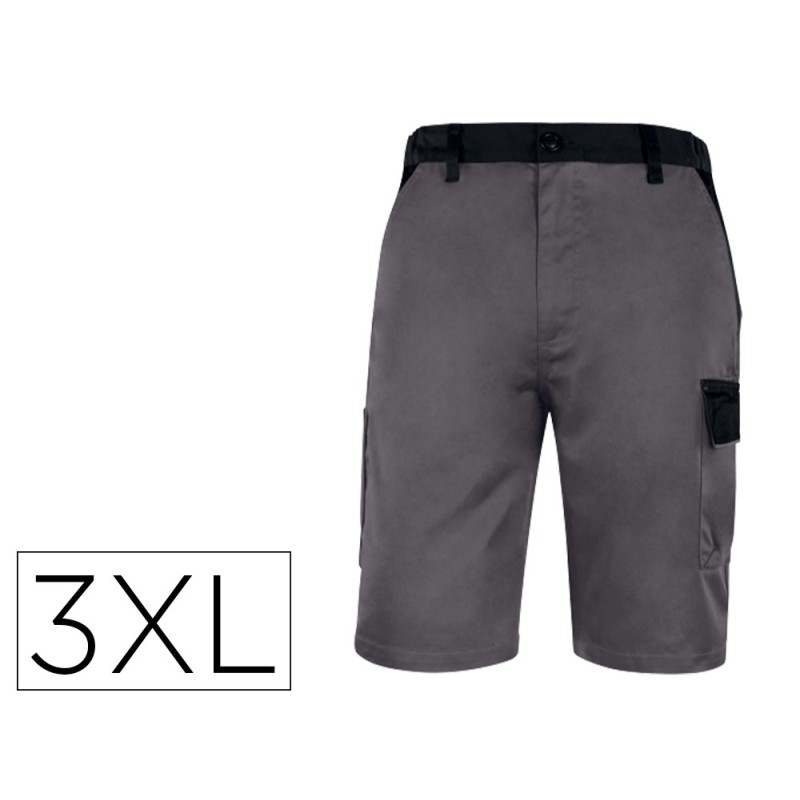 Pantalon de trabajo deltaplus bermuda cintura ajustable 5 bolsillos color gris talla 3xl
