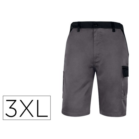 Pantalon de trabajo deltaplus bermuda cintura ajustable 5 bolsillos color gris talla 3xl