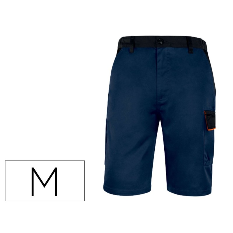 Pantalon de trabajo deltaplus bermuda cintura ajustable 5 bolsillos color azul naranjatalla m