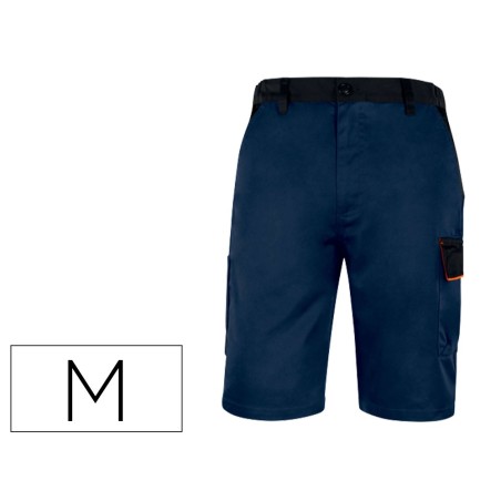 Pantalon de trabajo deltaplus bermuda cintura ajustable 5 bolsillos color azul naranjatalla m