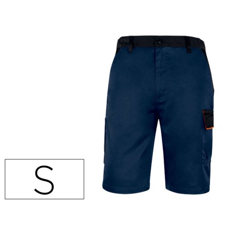 Pantalon de trabajo deltaplus bermuda cintura ajustable 5 bolsillos color azul naranjatalla s