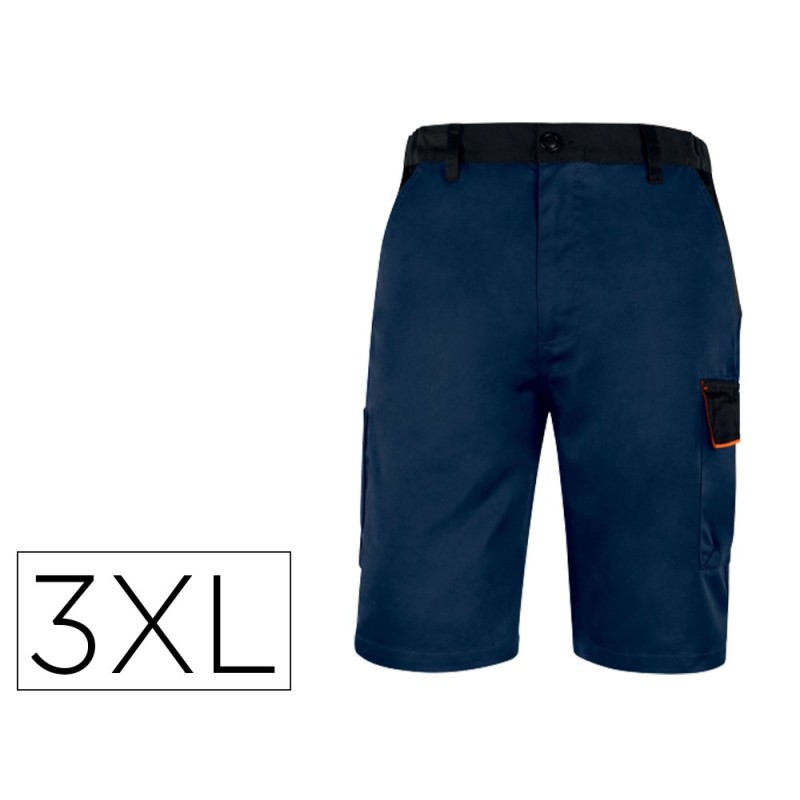 Pantalon de trabajo deltaplus bermuda cinta ajustable 5 bolsillos color azul naranjatalla 3xl