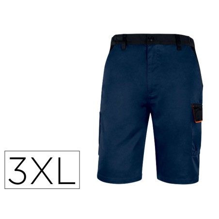Pantalon de trabajo deltaplus bermuda cinta ajustable 5 bolsillos color azul naranjatalla 3xl