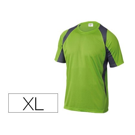 Camiseta deltaplus poliester manga corta cuello redondo tratamiento secado rapido color verde-gris talla xl