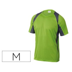 Camiseta deltaplus poliester manga corta cuello redondo tratamiento secado rapido color verde-gris talla m
