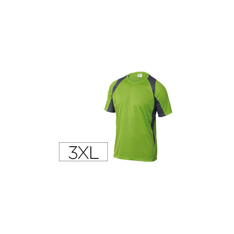 Camiseta deltaplus poliester manga corta cuello redondo tratamiento secado rapido color verde-gris talla 3xl