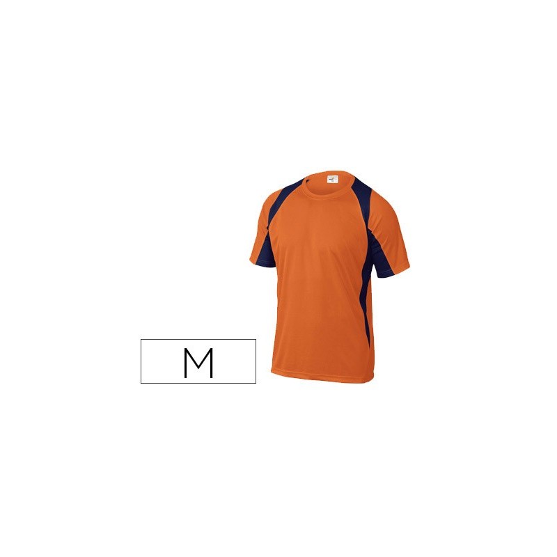 Camiseta deltaplus poliester manga corta cuello redondo tratamiento secado rapido color naranja-marino talla m