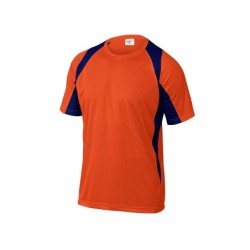Camiseta deltaplus poliester manga corta cuello redondo tratamiento secado rapido color naranja-marino talla l