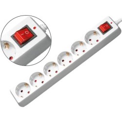 Regleta 6 tomas mediarange con interruptor longitud cable 1,4m color blanco