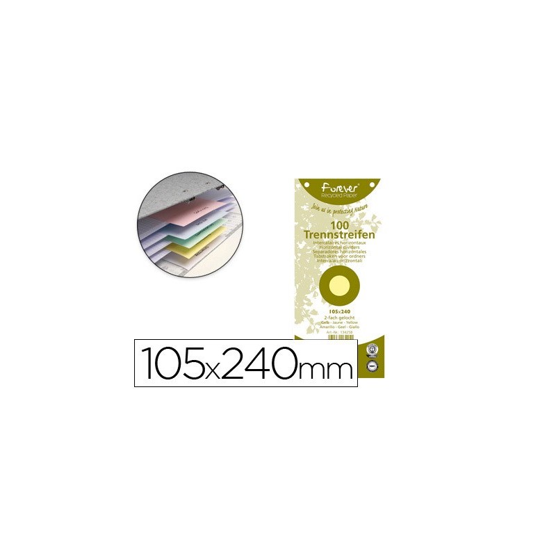 Separador exacompta cartulina de 180 gr juego de 100 separadores 105x240 mm con 2 taladros color amarillo