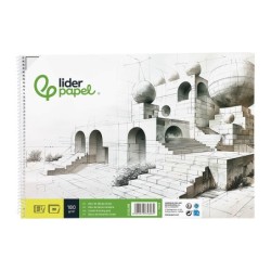 Bloc dibujo liderpapel lineal espiral 230x325mm 20 hojas 180 gr/m2 con recuadro perforado