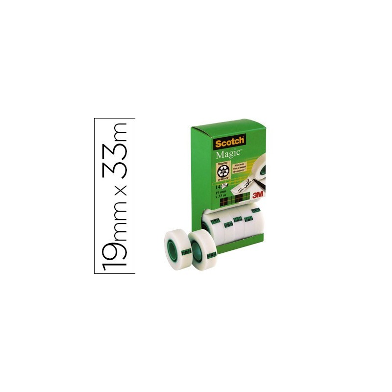 Cinta adhesiva scotch magic invisible 33 mt x 19 mm pack de 14 unidades Cinta adhesiva scotch magic invisible 33 mt x 19 mm pack de 14 unidades